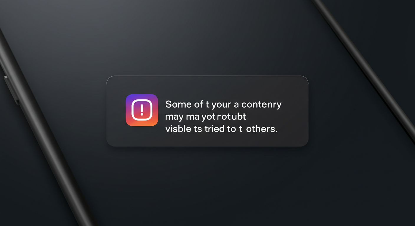 Instagram app UI showing a shadowban warning message with red alert icon