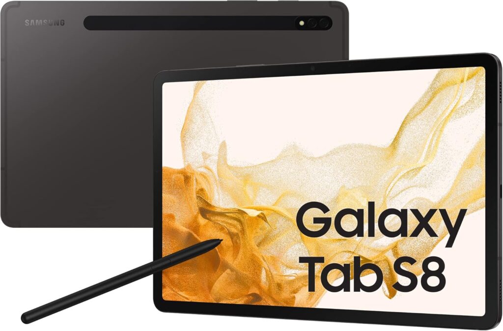 Galaxy Tab S8 전면 모습, 분할화면 형태 연출