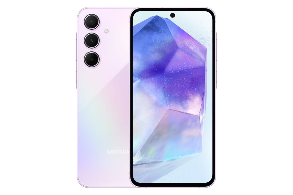 Samsung Galaxy A55 5G 메탈 프레임과 Super AMOLED 디스플레이