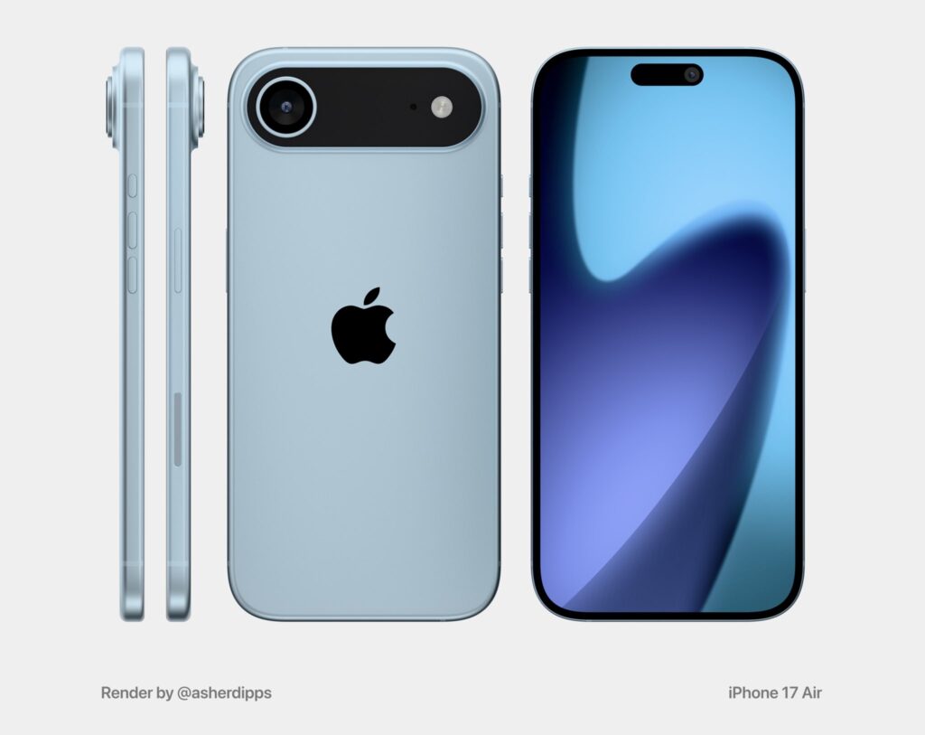 iPhone 17 Air 전면 및 후면 디자인 전체 컷