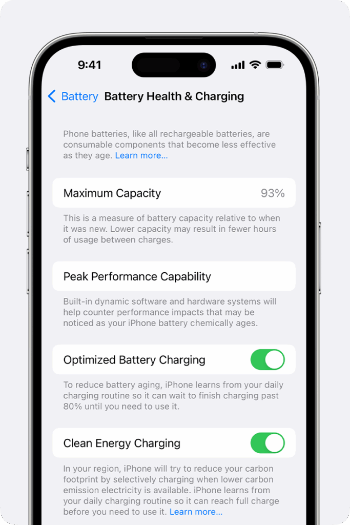 iOS 배터리 효율 확인