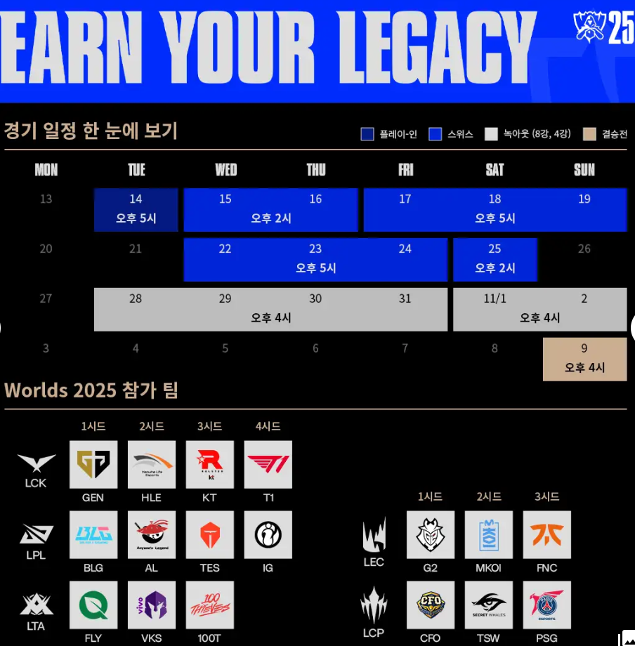 롤드컵 일정 2025