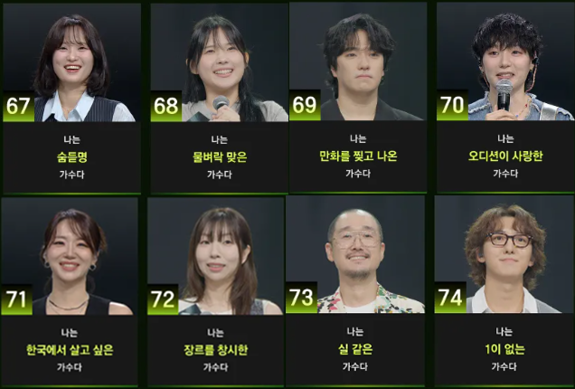 싱어게인4 67호 68호 69호 70호 71호 72호 73호 74호 가수 프로필