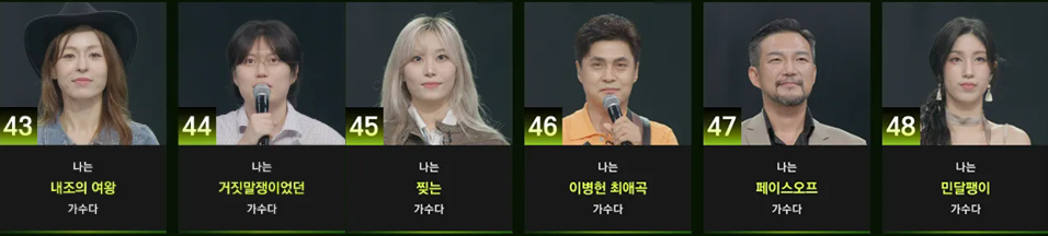 싱어게인4 43호 44호 45호 46호 47호 48호 가수 프로필