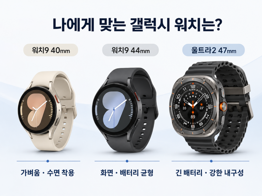 갤럭시 워치 크기 비교