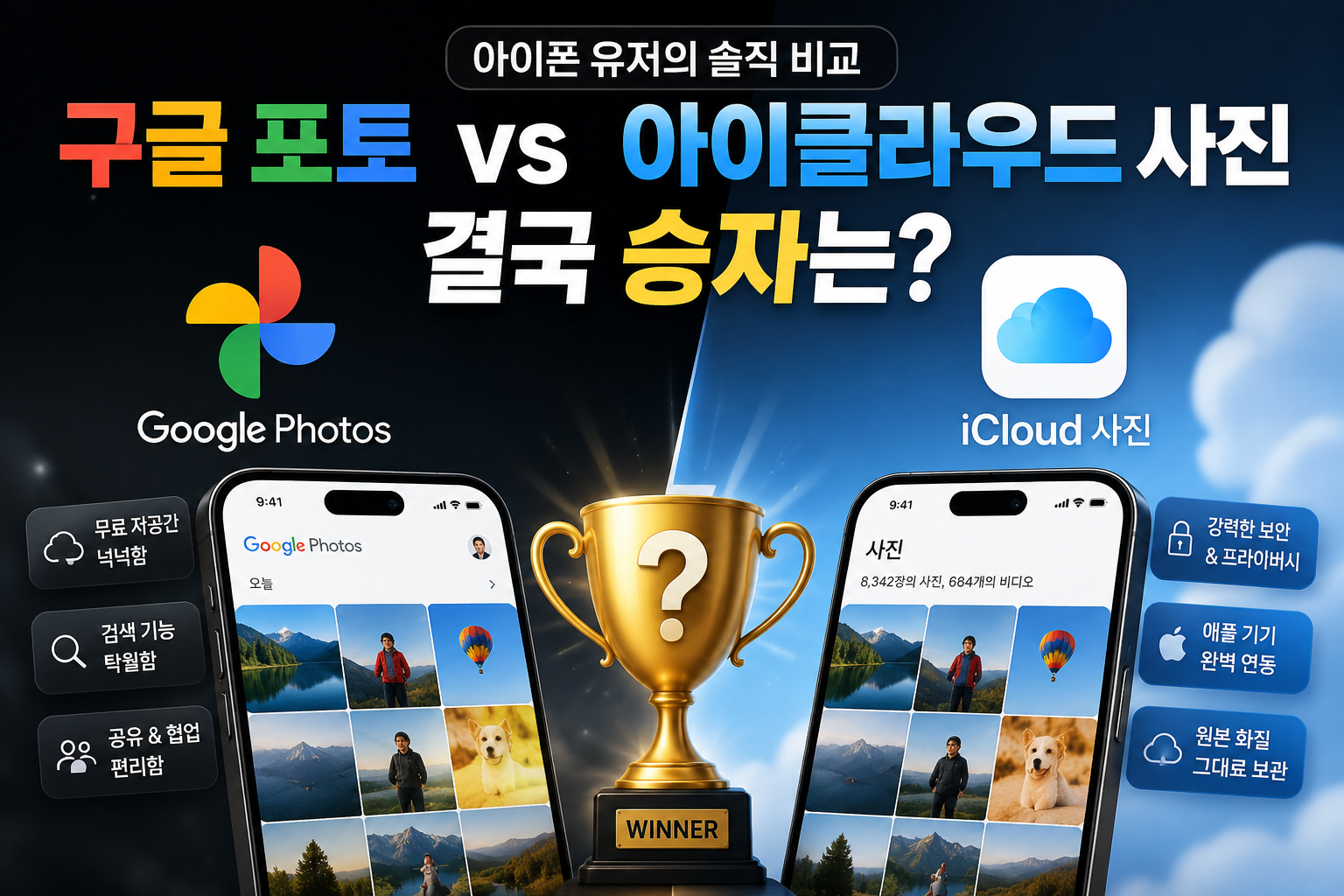 구글포토 아이클라우드 사진 비교 대표이미지